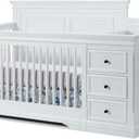 Sorelle Furniture Portofino Crib, Classic 4-in-1 Convertible Crib, Crib Made of Wood, Non-Toxic Finish, Wooden Baby Bed, Toddler Bed, Childs Daybed and Full-Size Bed, Nursery Furniture-White