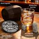 85th Birthday Gifts for Men, Vintage 1941 Whiskey Glass Set in Barrel Box, 85 Year Old Gift Ideas for Him Husband Dad, Rock Glass for 85th Birthday Decorations & Wedding Anniversary (EXP 12/31/26)
