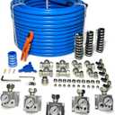 Compressed Air Piping System with 3/4 Inch ID x 200 feet 5-Way Multi-Outlet Aluminum Manifolds with individual Pressure Gauge HDPE Tubing Shop Air Line Kit, Air Compressor Line Kit | 200 PSI | 9120G