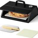 Pizza Oven for Grill, Grill Top Pizza Oven Kit with 12-inch Pizza Stone, Foldable Pizza Peel and Built-in Thermometer, Portable Outdoor Pizza Oven for Gas and Charcoal Grills