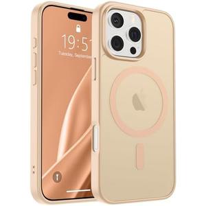 SUPFINE Magnetic for iPhone 16 Pro Case (Compatible with MagSafe) (Military Grade Drop Protection) Slim Translucent Matte Shockproof with Anti-Fingerprint Phone Case, Sand Pink