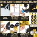 Gejoy 110 Pcs Black Gold Balloons Column Stand Kit Adjustable Tower Stand from 1.4 to 6.6 ft with Bases for Graduation Wedding Birthday Baby Shower Party