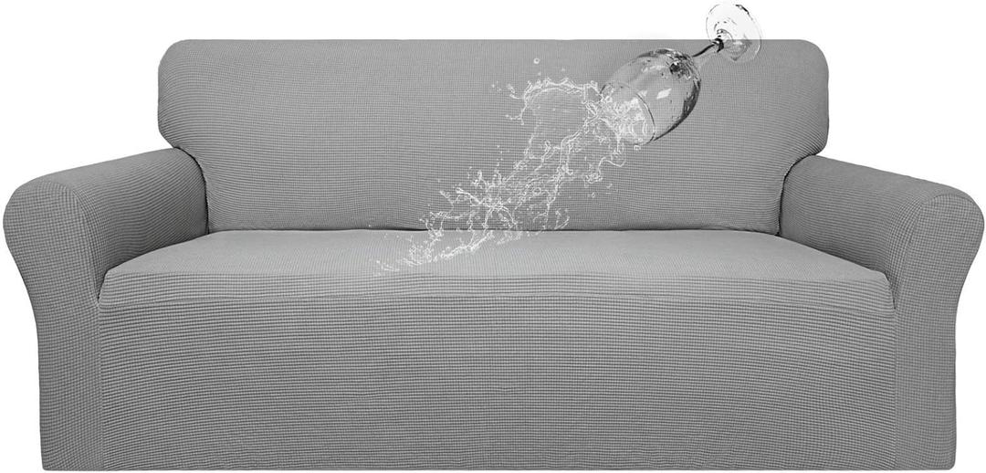 Easy-Going 100% Waterproof Couch Cover, Dual Waterproof Sofa Cover, Stretch Jacquard Sofa Slipcover, Leakproof Furniture Protector for Kids, Pets, Dog and Cat (Oversized Sofa, Light Gray)