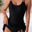 Eomenie One Piece Swimdress Swimsuits for Women Tummy Control Swim Dresses Skirt Bathing Suit (Black, M)
