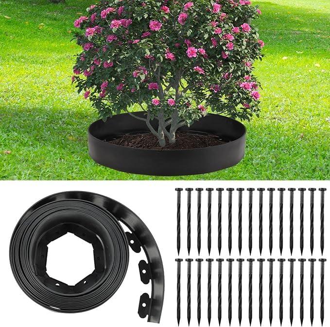 15 Ft Planting Grow Rings with 15 PCS Spikes Plant Rings for Outdoor Plants Planting Ring for Separate Rock and Maintain Moisture
