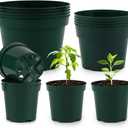 15 Pack 4/6/8 Inch Plant Nursery Pots, Thickened Plastic Pots for Plants with Drainage Holes, Sturdy Seedling Pots, Seed Starting Pot, Flower Pots for Indoor Outdoor Plants, Green
