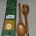 AIUHI 2Pcs Wooden Cooking Spoons for Cooking, No Scratch Wooden Spoons Set of Slotted Spoon & Serving Spoon, Natural Teak Wood Utensils Set for Cooking, Serving & Mixing