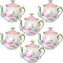 6Pcs Teapot Balloons Pink Green Lets Par-Tea Garden High Tea Alice Theme Party Foil Balloons Arch Decor Birthday Baby Shower Bridal Shower Tea for Two Party Decorations Supplies for Women Little Girls