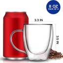 YMMIND Set of 4 Double Walled Glass Coffee Mugs 8 Ounces Insulated Layer Coffee Cups with Handle Borosilicate Glass Espresso Cup for Hot Beverage,Cappuccino,Tea,Latte,Wine,Microwave Safe