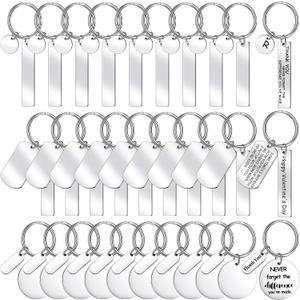 Gisafai 30 Pcs Engravable Stainless Steel Keychain Blanks Silver Metal Blank for Laser Engraving Crafts Gifts