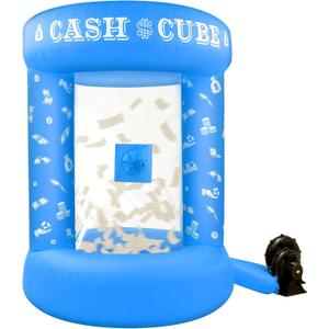 Silipull 5 FT Inflatable Cash Cube Booth Inflatable Money Machine Booth Money Blower Machine Cash Grab for Adults Game Activity Events (No Blower Included) (Blue)