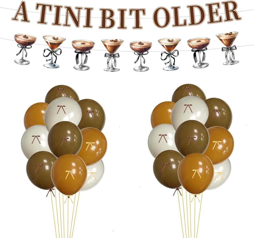 Martini Bow Birthday Party Decorations, A Tini Bit Older Banner Balloons Decorations for Girls Women Martini Bar Birthday Bachelorette Bridal Shower Party Supplies