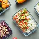[10-Pack] Glass Meal Prep Containers with Lids, MCIRCO Food Storage Containers with Snap Locking Lids, Airtight Lunch Containers, Microwave, Oven, Freezer and Dishwasher