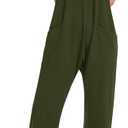 TARSE Women's Sleeveless Jumpsuits V Neck Harem Overalls Causal Adjustable Straps Stretchy Comfy Romper with Pockets 2025 (Green, XL)