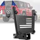 Universal Dual Hitch Flag Pole Holder for 2 Inch Receivers, Heavy-Duty Iron Double Flag Mount with Trailer Hitch & License Plate Bracket, Compatible with Trucks, SUV, RV, Pickup, Camper
