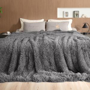 Pawque King Size Blanket - Faux Fur Sherpa Fleece Super Soft Fluffy Throw Blankets, Luxury Oversized Blankets Gift for Women Sofa Couch Bed, Breathable & Washable, Grey 90x108 inches