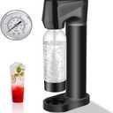 Sparkling Water Maker,Soda Streaming Machine for Home Use, Carbonated Water Machine with BPA Free 1L PET Bottle, Compatible with Any Screw-in 60L CO2 Exchange Carbonator, Black