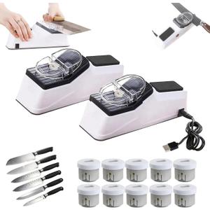 Besynersharp Pro Knife Sharpener, Besyner Knife Sharpener Electric, Equipped with Replaceable Grinding Accessories, Anti Slip Base, Quick Sharpening and Polishing (2PC)