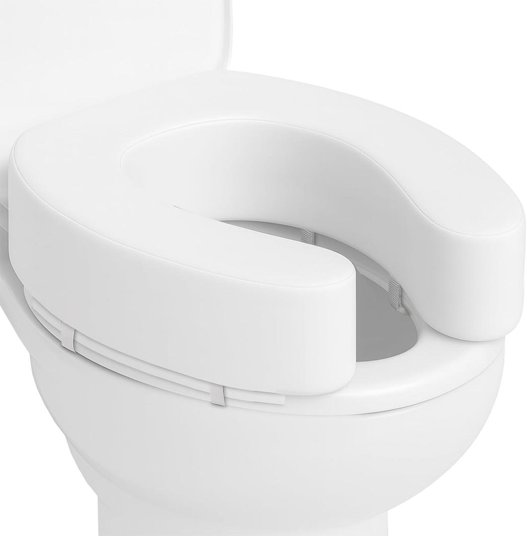 Vive Toilet Seat Cushion (Soft Cushioned Foam) - Easy Clean, Padded Bathroom Attachment - Elongated, Standard Seats - Comfort & Support Donut for Handicap Adults (4 Height)
