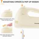 Handmixer Electric Handheld - 7 Speed Portable Kitchen Mixer Electric with 5 Stainless Steel Accessories Whisk, Food Beater for Whipping Mixing Cookies Cakes Eggs, Beige