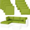 9 Pack Patio Cushion Covers Outdoor Furniture Cushion Slipcovers Replacement Waterproof with Zipper for 5 Pcs Patio Furniture Set, Covers Only, Grass Green