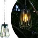 Hanging Solar Lantern Outdoor Light - Solar Powered Chandelier Lights Waterproof RetroMetal Decorative Lantern for Yard Tree Fence Patio Pathway Garden Porch Gazebo Dcor (Style-2)