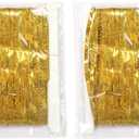 Elegant Party Backdrops Background Sturdy Fringes Curtains For Parties And Festivals With Stylish Light Reflection (Gold)