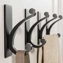 jockcaras Adhesive Wall Hook for Towel/Coat - Extra Sticky 10LB Stainless, Stick on Hanger for Bath or Shower, Matt Black 4-Pack