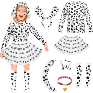 Dalmatian Costume Kids,Boys Girls 101 Days of School Costume Shirt Headband Ears and Tail Accessories (11-13T)