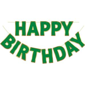 Happy Birthday Banner - 9ft Pre-Strung Happy Birthday Sign for Women, Men, Girls, Boys - No DIY Birthday Decorations & Party Supplies(Green)