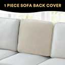 PrinceDeco Couch Cushion Covers for Sectional Sofa, Stretch Velvet Sofa Slipcovers Washable Wear Stain Resistant Furniture Protector for Living Room(1 PC Back Couch Cover, Ivory)