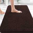 OLANLY Bathroom Rugs 35x24, Extra Soft Absorbent Chenille Bath Rugs, Rubber Backing Quick Dry, Machine Washable Bath Mats for Bathroom Floor, Tub and Shower, Home Decor Accessories, Brown