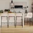 COLAMY Counter Height Bar Stools Count of 2, 25 Inch Modern Fabric Kitchen Island Stools with Back, Upholstered Counter Barstools Armless Bar Chairs with Metal Legs for Island Dining Room Bar, Beige