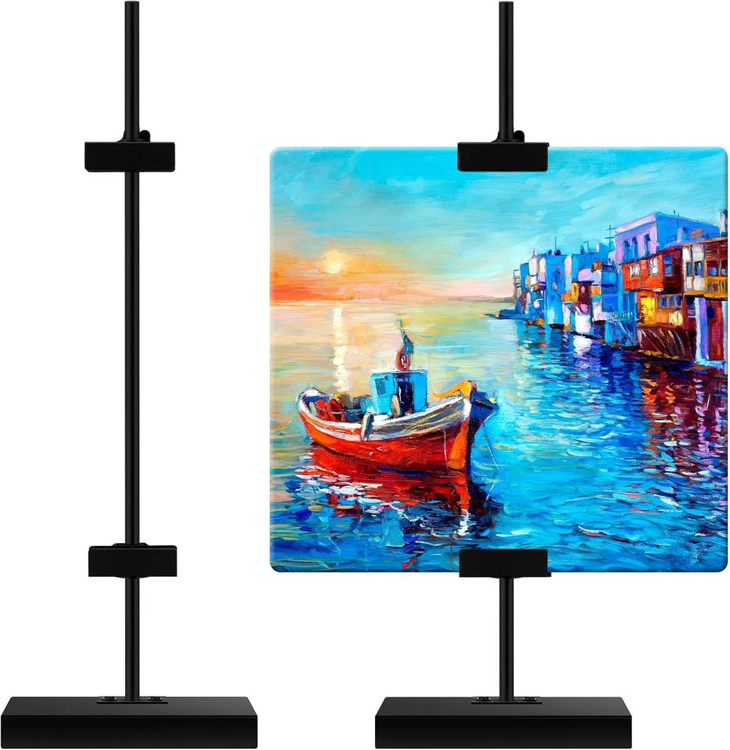 Adjustable Tabletop Easel Stand Picture Easels for Display up to 16.5" H, Black Metal Picture Stand for Art Signs Photos, Framed Artwork Display Easel Stands for Home Events(2 Pcs)