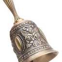 DomeStar Vintage Brass Hand Bell  Loud Call Bell for Bedside, Dinner, Wedding, Christmas & Holiday Party
