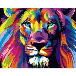 Paint by Number for Adults Kids Beginner, Paint by Numbers Kits on Canvas Painting Kits for Art Crafts Gift, Colorful Lion 16x20inch