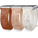 3 Pack Cartoon Engraved Band Compatible with Apple Watch Bands 44mm 45mm 42mm Women,Cute Pattern Strap Soft Silicone Wristbands for iWatch Series 8 7 6 SE 5 4 3 2 1 Ultra