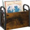 YINMIT Magazine Holder, Magazine Rack Floor, Magazine Storage Basket, Folder Organizer Bin for Books, Newspapers, Tablets (Small, Rustic Brown)