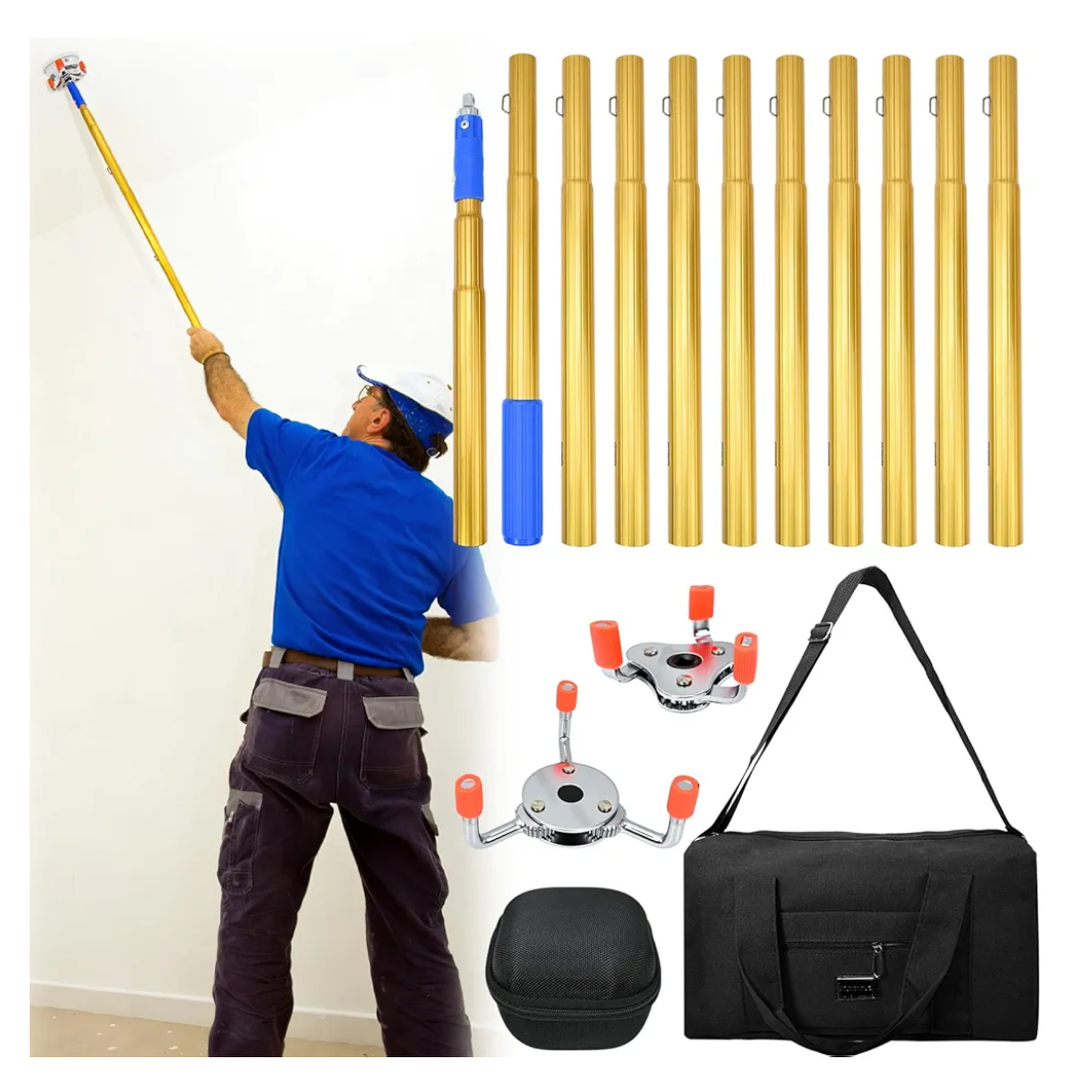 11.1FT Smoke Detector Removal Tool with 2 Replacement Head and 1 Tool Pack,Professional Smoke Detector Changer Tool for Convenient Installation Direct Replacement, Suitable for Different Sizes