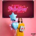 KatchOn, Happy Valentines Day Banner - XtraLarge 72x44 Inch | Neon Valentines Day Backdrop, Valentines Day Decorations | Valentines Backdrop for Photography | Valentines Banner, Valentines Decorations