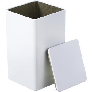PATIKIL Metal Tea and Tin Set 3.35"x3.35"x5.91", Airtight Storage Square Container with Lid for Loose Tea Coffee Candy Treats Gifts Spice DIY, White