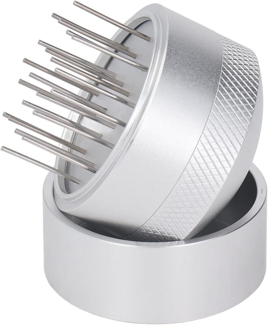 Coffee Needle Distributor, Espresso Distribution Tools Needle Distributor with Base Effective Dispersion Stainless Steel Hand Coffee Stirrer, Silver (53mm)