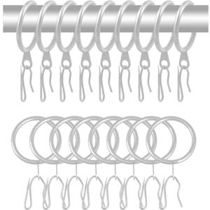 60 Pcs Metal Drapery Curtain Rings & Hooks, 30 mm Internal Diameter (Matt Silver) 60 Pcs Metal Drapery Curtain Rings & Hooks, 30 mm Internal Diameter (Matt Silver)