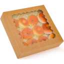 qiqee Auto-pop Up 30pcs Pie Box With Window 9x9x2.5 Inch Donut Pastry Boxes Brown Bakery Box