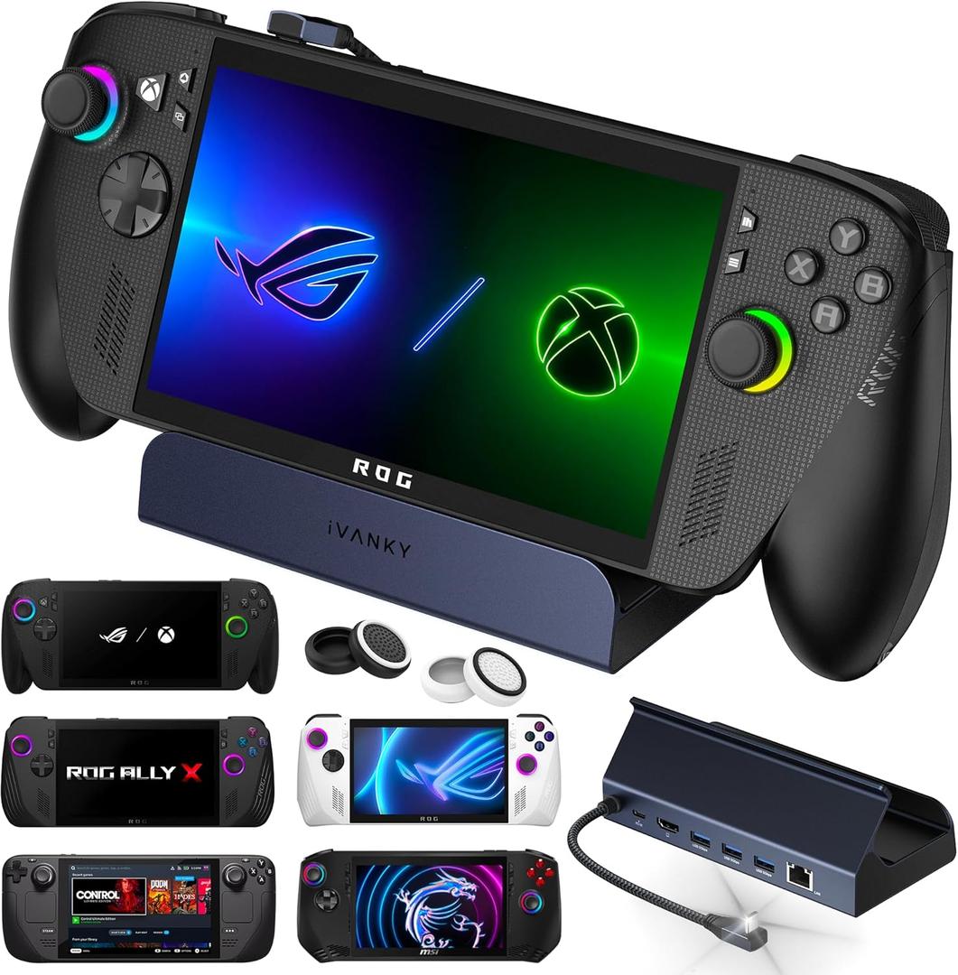 iVANKY ROG Xbox Ally X (2025)/ROG Ally Dock, 8-in-1 Docking Station 4K@144Hz for ASUS ROG Ally X/Valve Steam Deck OLED/Legion Go 2/S, HDMI 2.1, 1Gbps Ethernet, 3*USB-A 3.0, 100W Charge