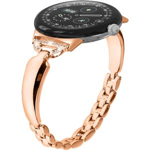 Miimall Band for Google Pixel Watch 4 3 2 1 41mm for Women, No Gap, Adjustable, Zinc Alloy Metal Shiny Bracelet Rhinestone Diamond Wristband Dressy Replacement Slim Strap for Pixel Watch 4 3 2 1 41mm (Rose Gold)