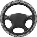Black and Gray Stars Steering Wheel Cover Universal 15 Inch Cute and Fashionable Car Accessories Protector for Women Men (One Size)