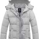 Wantdo Women's Hooded Warm Winter Coat Quilted Thicken Puffer Jacket with Removable Hood, XL