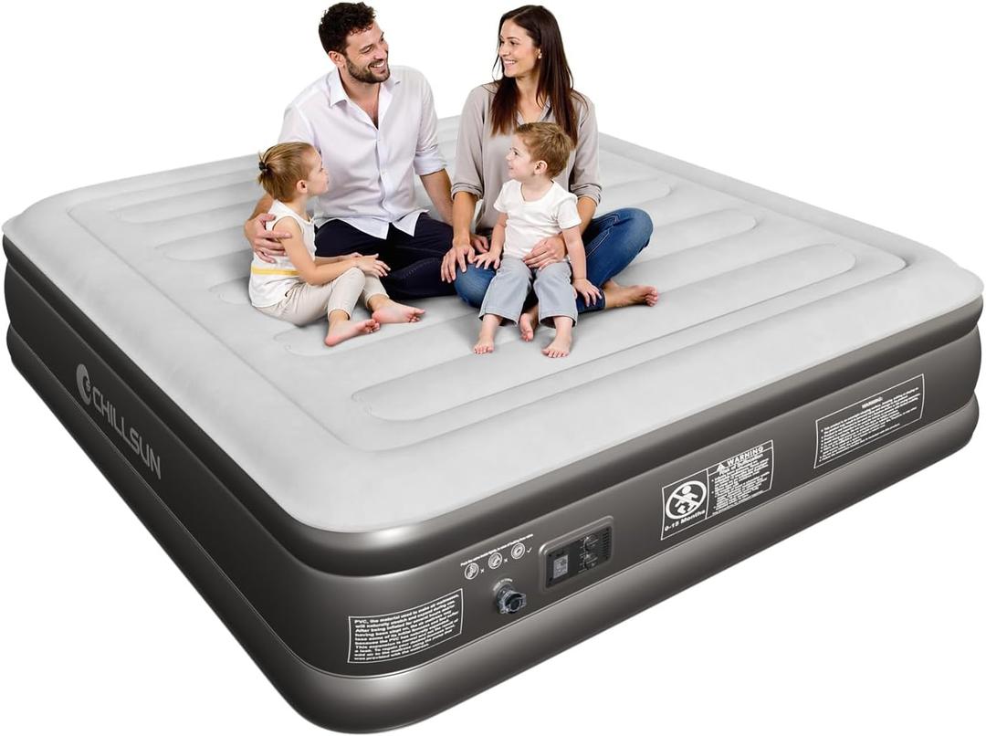 CHILLSUN 2026 Upgraded King Air Mattress with Built in Pump, 18" Raised Comfort Blow up Mattress, Luxury Air Bed Inflatable Mattress for Guests & Home, Colchones Inflables AirBed 800lbs Max
