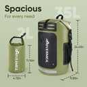Zelurelle Dry Bag Waterproof Backpack 35L for Men & Women Roll-Top Hiking Backpack with IPX8 Waterproof Phone Case & Detachable Mini Backpacks for Kayaking Boating Cushioned Padded Back Green
